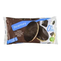 Tortitas de arroz integral con chocolate negro sin azúcar sin gluten Bicentury paquete 130 g