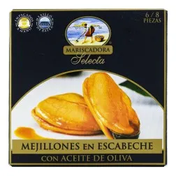 Mejillones en escabeche con aceite de oliva Mariscadora 6-8 piezas lata 110 g