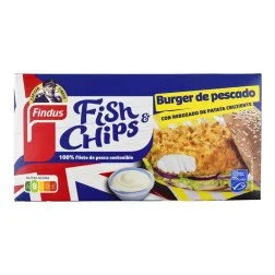 Burger de pescado con rebozado de patata Findus Fish & Chips caja 270 g