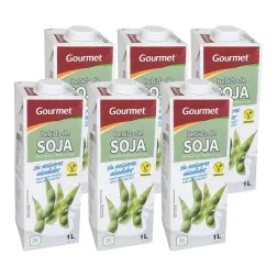 Bebida de soja sin azúcar Gourmet 1 litro pack 6 bricks