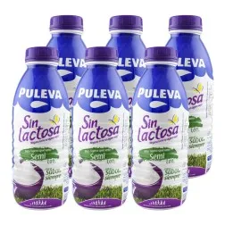 Leche semidesnatada sin lactosa Puleva botella 1 litro pack 6 botellas
