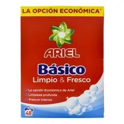 Detergente en polvo Ariel Básico Limpio & Fresco 40 lavados tambor 2.6 kg