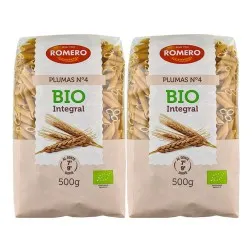 Macarrones plumas integrales ecológicos nº 4 Romero pack 2x500 g