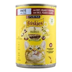 Comida húmeda para gatos con buey hígado y verduras Friskies 5 Promesas lata 400 g
