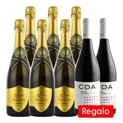 Cava Reyes de Aragón Brut Nature pack 6 botellas + Regalo Tinto joven Corona de Aragón 2 botellas