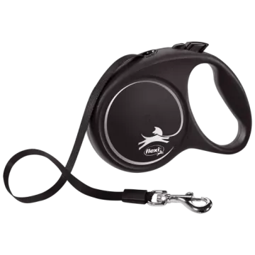 Flexi Correa Extensible Black Design Plateado Cinta 5m