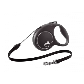 Flexi Correa Extensible de Cordón Black Design Plata