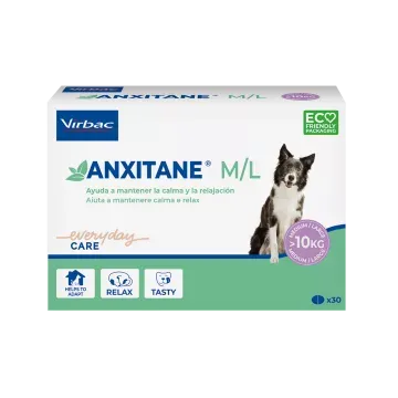 Virbac Anxitane Comprimidos Naturales para Combatir el estrés de Perros y Gatos Talla M/L
