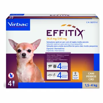 Virbac Pipetas Effitix Solución Spot-On para Perros 4 pipetas - 1,5 - 4 Kg
