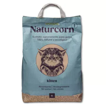 Wuapu Naturcorn Kitten Pelets Aglomerante de Maiz para Gatitos