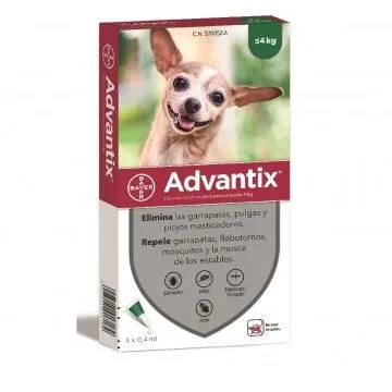 Pipetas Advantix Para Perros (4 unidades) - 0-4 kg
