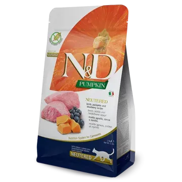 Farmina N&D Pumpkin Cat Neutered Cordero y Arándanos - PACK 2 x 5 Kg
