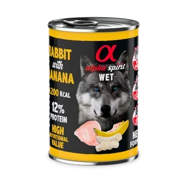 Alpha Spirit Húmedo Lata Conejo y Plátano 400 gr - Pack 6 x 400 gr