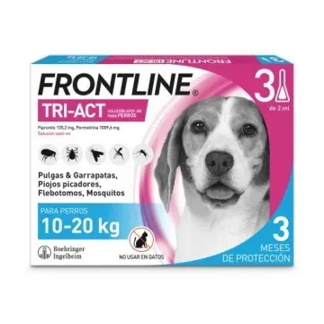 Frontline Tri-Act Solucion Spot-On para Perros caja con 3 pipetas - 10 - 20 kg