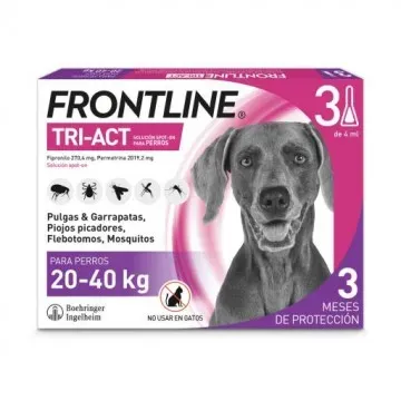 Frontline Tri-Act Solucion Spot-On para Perros caja con 3 pipetas - 20 - 40 kg