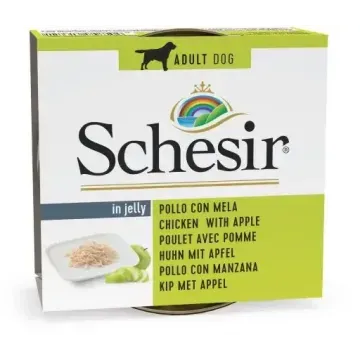 Schesir Lata Perro de pollo con manzana en gelatina 150 gr