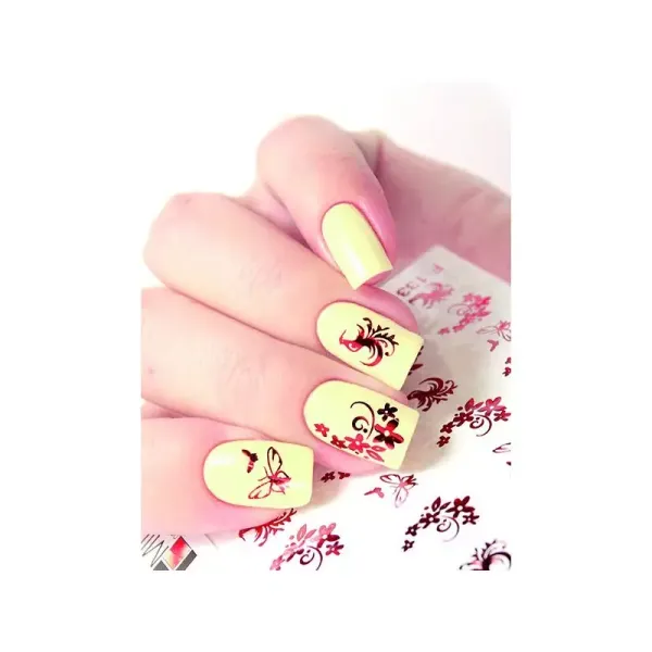 NAIL ART STICKERS. RED FLOWERS