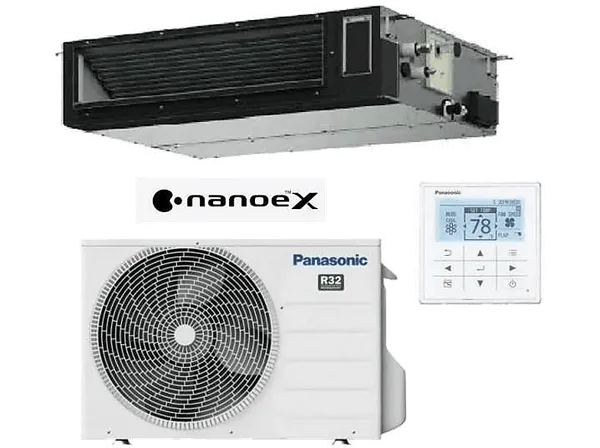 Aire acondicionado por conductos - Panasonic KIT-140PF3Z5-6, 12040 fg/h, 14KW + NAOEX 25 CM, Blanco