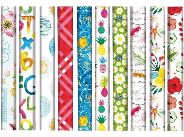 Papel de regalo - Campus Surtido, 70 x 200 cm, 1 rollo, Color aleatorio