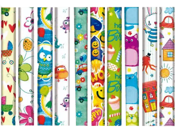 Papel de regalo - Campus Surtido Infantil, 70 x 200 cm, 1 rollo, Color aleatorio