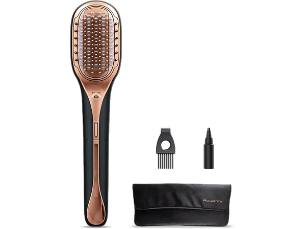 Cepillo reparador de cabello - Rowenta Hair Therapist™ CF9940F0, Repara la fibra capilar, Tecnología Thermal Care, Revestimiento Keratin, Negro