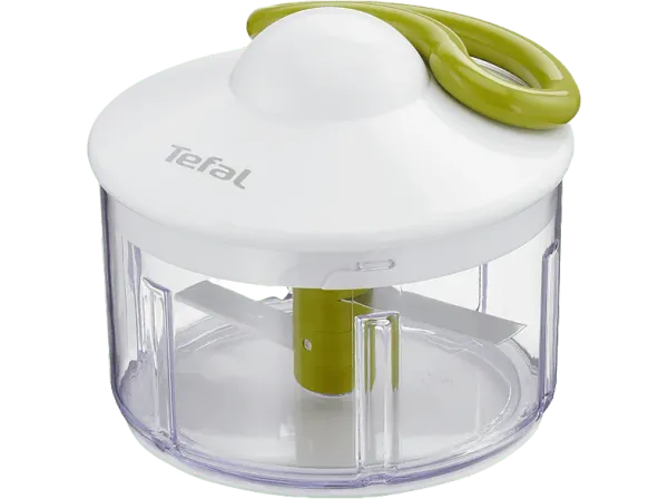 Picadora - Tefal 5 Second K1330404, 0.5 L, Cuchillas Acero Inoxidable, Sistema de bloqueo, Base antideslizante, Manual, Blanco y verde