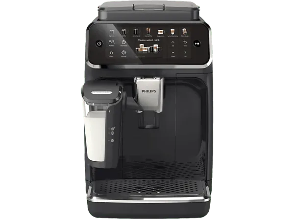 Cafetera superautomática - Philips EP4441/50, LatteGo, SilentBrew, 20 Bebidas, 15 bar, AquaClean, Molinillo Cerámico, Aroma Extract, Negro