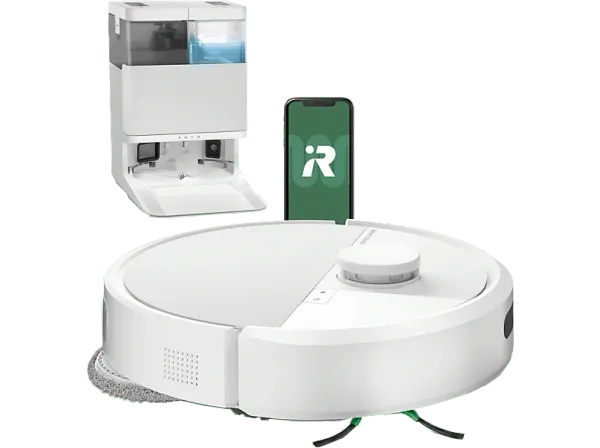 Robot friegasuelos - iRobot Roomba® Plus 405 Combo, 295 ml Depósito Polvo, 3l Agua Base, 3h Autonomía, Blanco