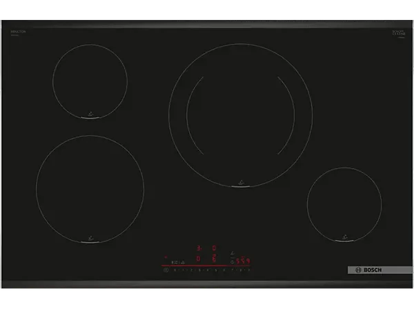 Placa inducción - Bosch PIE875HC1E, 4 zonas, 28 cm, Home Connect, Función Sprint, 80 Negro