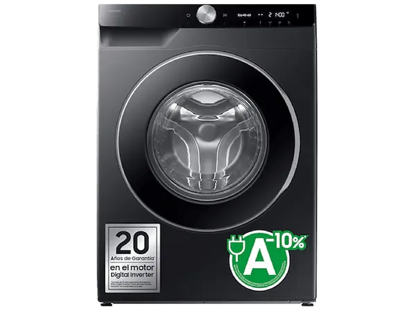 REACONDICIONADO Seminuevo Bueno Lavadora carga frontal - Samsung WW90DG6U85LBU3, 9 kg, 1400 rpm, Autodosificación, AI EcoBubble™, Wash, Negro