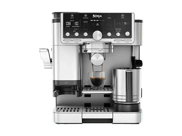 Cafetera express - Ninja Luxe Café Pro, 9 bar, 1650 W, Sistema de doble espuma, 29 configuraciones bebidas, Plata