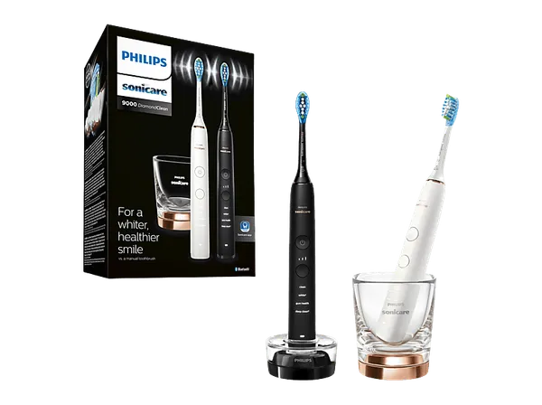 Cepillo eléctrico - Philips DiamondClean 9000 HX9914/57, 2 unidades, App smartphone, Tecnología sónica, Sensor de presión, Temporizadores intuitivos
