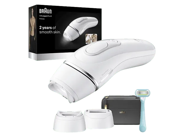 Depiladora IPL - Braun Luz Pulsada Silk·expert Pro 5 PL5234, Depilación en casa, Cabezal SmartFlex, SmartSkinProtect, ancho para hombre