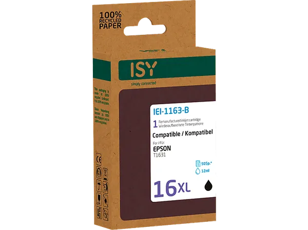 Cartucho de tinta - ISY IEI-1163-B Para Epson T1631, Negro