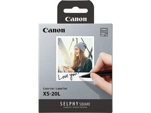 Papel fotográfico - Canon XS-20L, Para Selphy Square QX-10, 20 impresiones, Blanco