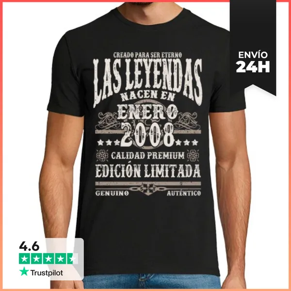 Camiseta Hombre Clásica Leyendas Nacen En Enero 2008 LaTostadora