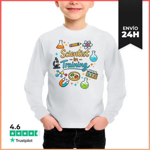 Camiseta Manga Larga Para Niños Científico En Formación Niños