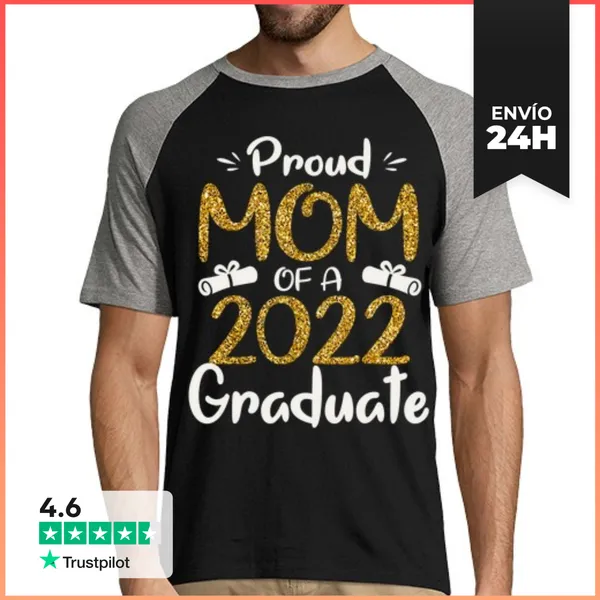Camiseta Hombre, Estilo Béisbol Mamá Orgullosa De Un Graduado De