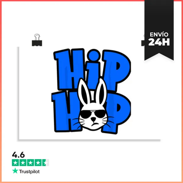 Póster Horizontal Conejo De Hip Hop Regalo Divertido De Pascua