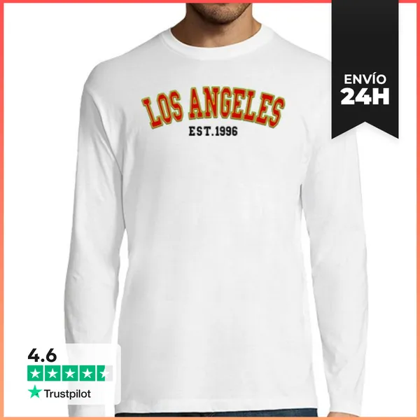 Camiseta Hombre Manga Larga Los Ángeles Est 1996 LaTostadora