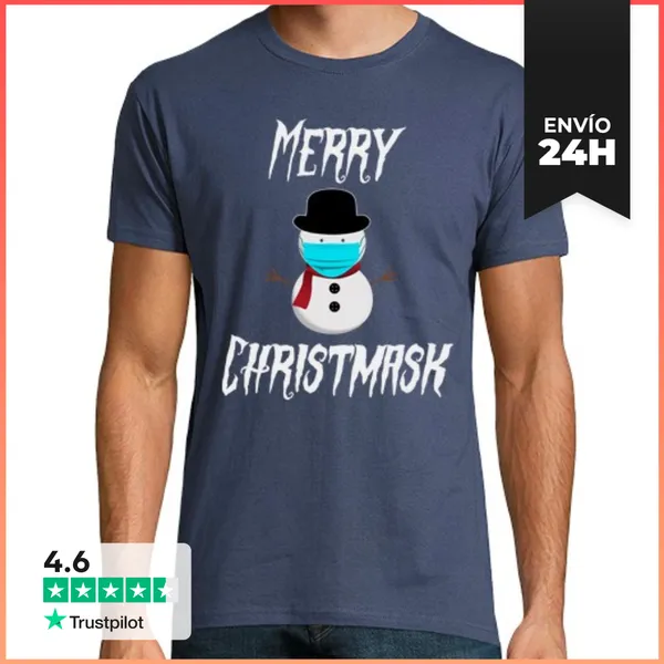 Camiseta Hombre Clásica Feliz Navidadk - Muñeco De Nieve