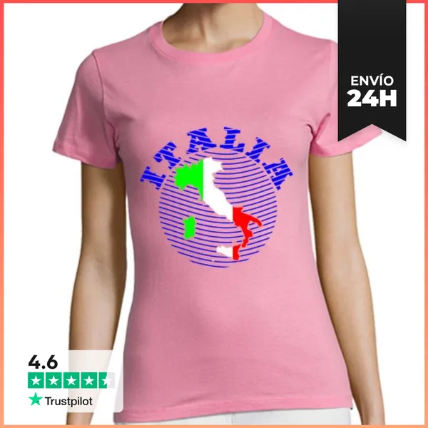 Camiseta Mujer Clásica Italia Diseño En Colores Azul Y Bandera