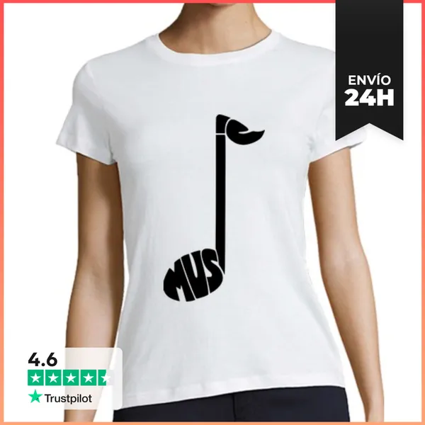Camiseta Mujer Clásica Nota Musical LaTostadora
