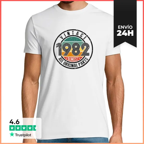 Camiseta Hombre Clásica Vintage 1982 Casi Todas Las Piezas Orig
