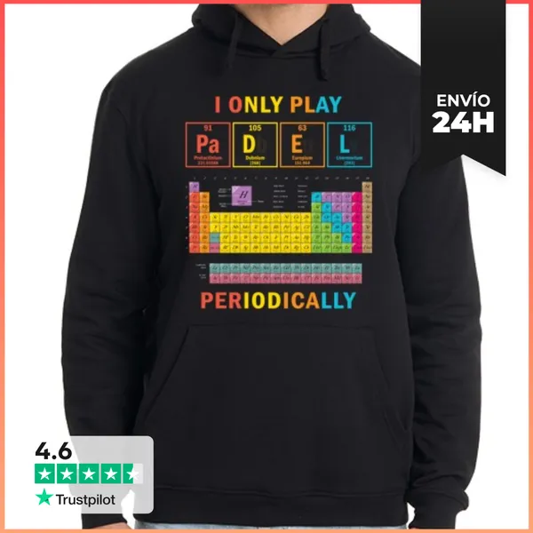 Sudadera Unisex Con Capucha Tabla Periódica Divertida De Pádel