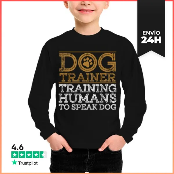 Camiseta Manga Larga Para Niños Entrenador De Perros Divertido