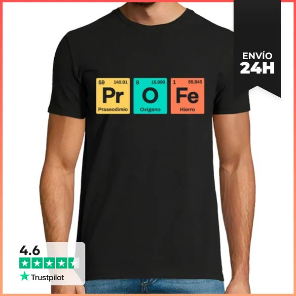 Camiseta Hombre Clásica Profe Tabla Periódica Ciencia Química