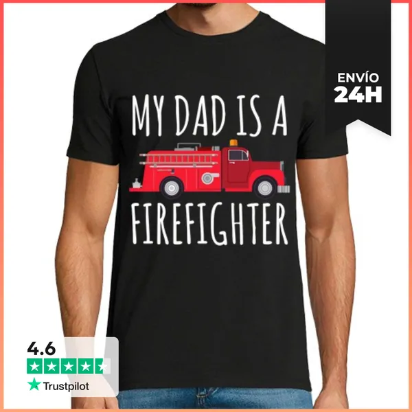 Camiseta Hombre Clásica Mi Papá Es Bombero LaTostadora