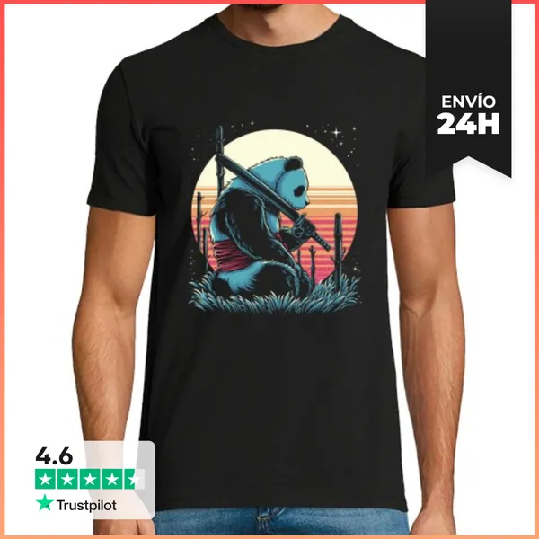 Camiseta Hombre Clásica Panda Samurái LaTostadora