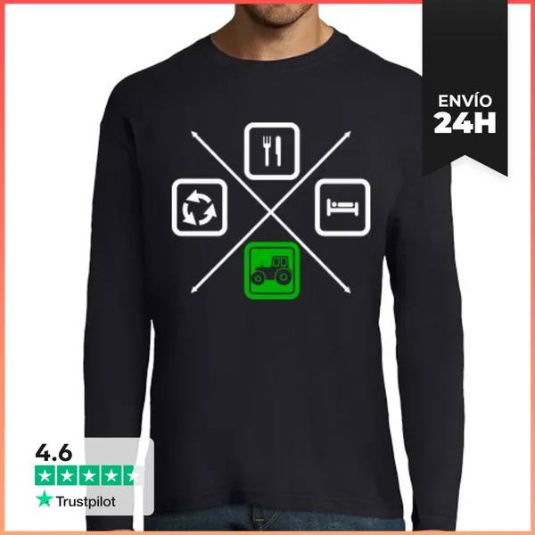 Camiseta Hombre Manga Larga El Ciclo De Vida Del Agricultor